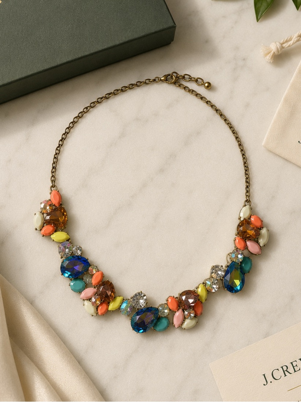 J Crew Statement Multicolor Crystal Bib Necklace